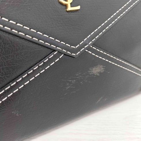 イヴサンローラン Yves Saint Laurent YSLロゴ ステッチデザイン レザーハンドバッグ レディース