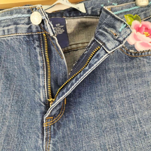 ギャップ Gap LOW RISE BOOT CUT 刺繍 フレアデニムパンツ レディース 10R