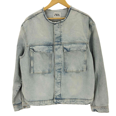 ザラ ZARA ノーカラーデニムジャケット メンズ import:L