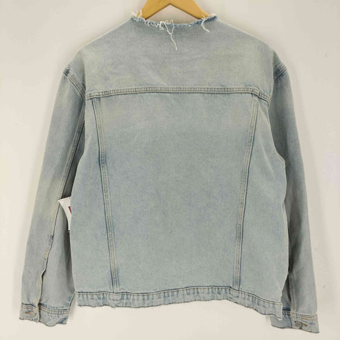 ザラ ZARA ノーカラーデニムジャケット メンズ import:L