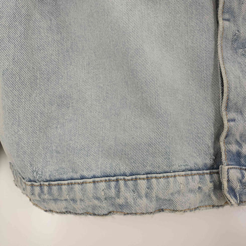 ザラ ZARA ノーカラーデニムジャケット メンズ import:L