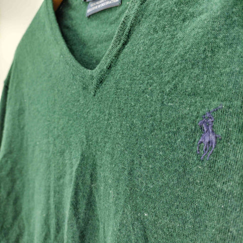 ポロバイラルフローレン Polo by RALPH LAUREN CUSTOM FIT MERINO WOOL EXCLUSIVE OF DECORATION メリノウール ポニー 刺繍 Vネック ニット セーター メンズ import:XL