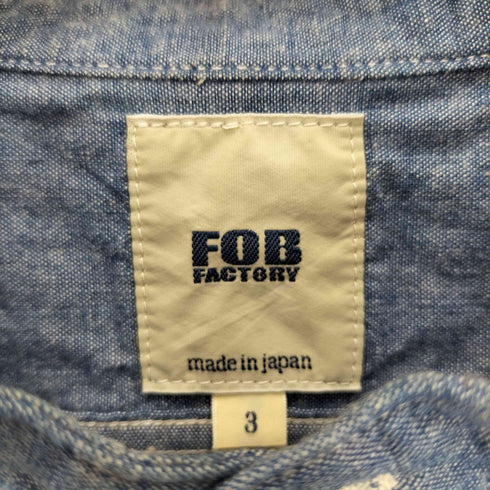 エフオービーファクトリー FOB FACTORY BAND COLLAR SHIRT シャンブレー バンド カラー シャツ メンズ JPN:L