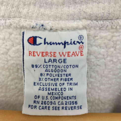 チャンピオン Champion 90S メキシコ製 REVERSE WEAVE フロント2段プリント スウェット トレーナー メンズ import:L