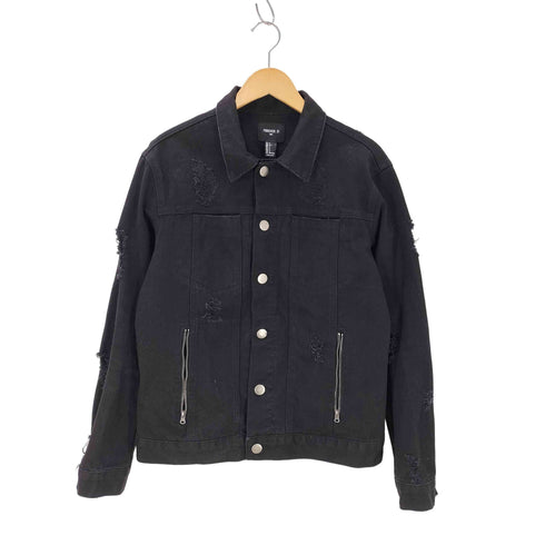 フォーエバー21 FOREVER 21 バックジップデザイン デストロイ デニムジャケット Y2K メンズ JPN:S