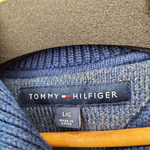 トミーヒルフィガー TOMMY HILFIGER ショールカラー ケーブルニットセーター メンズ import:L