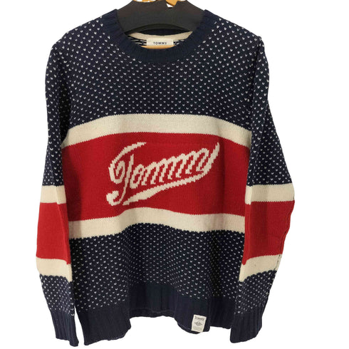 トミー TOMMY ロゴプリント バーズアイニットセーター メンズ import:XL