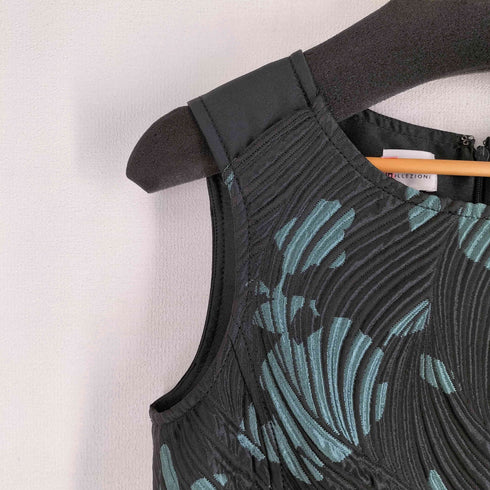 アルマーニコレツィオーニ ARMANI COLLEZIONI イタリア製 ふくれ織り 総柄 ノースリーブ ジャガード ミニワンピ レディース EUR:40