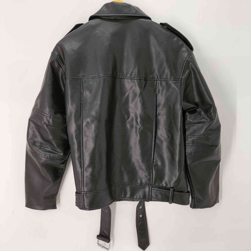 ザラ ZARA OVERSIZED LEATHER BIKER JACKET レディース import:S