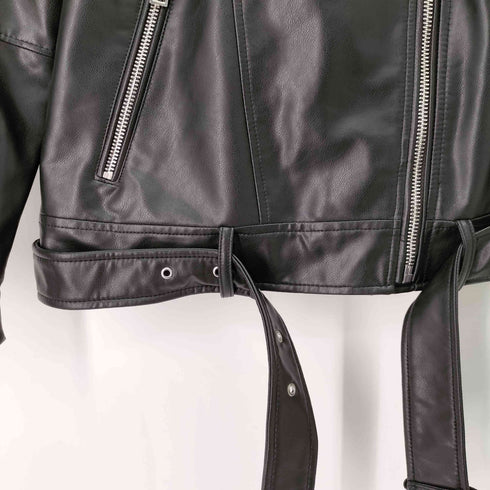 ザラ ZARA OVERSIZED LEATHER BIKER JACKET レディース import:S