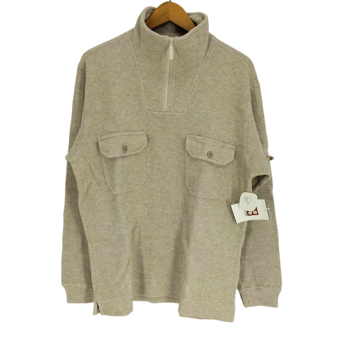 エディーバウアー Eddie Bauer 00S LEGEND タグ フラップポケット ハーフジップ リブ コットン ニット カットソー メンズ import:XS