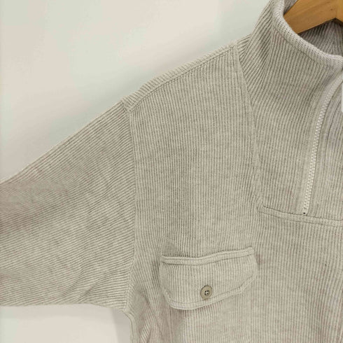 エディーバウアー Eddie Bauer 00S LEGEND タグ フラップポケット ハーフジップ リブ コットン ニット カットソー メンズ import:XS
