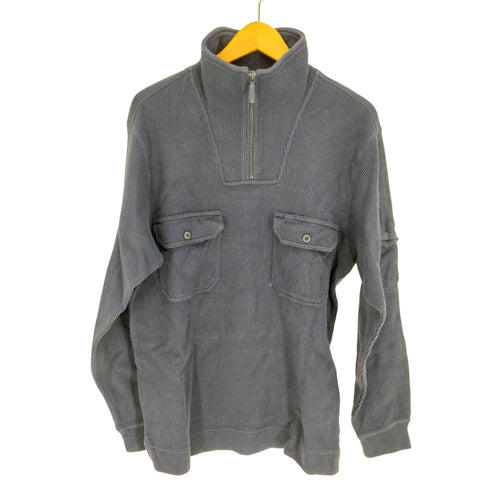 エディーバウアー Eddie Bauer 00S LEGEND タグ フラップポケット ハーフジップ リブ コットン ニット カットソー メンズ import:XS
