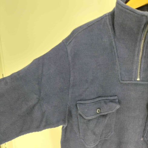 エディーバウアー Eddie Bauer 00S LEGEND タグ フラップポケット ハーフジップ リブ コットン ニット カットソー メンズ import:XS