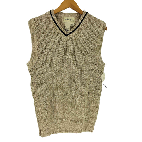 エディーバウアー Eddie Bauer 90-00S 白タグ ネック ライン vネック コットン ローゲージ ニット ベスト メンズ import:XS
