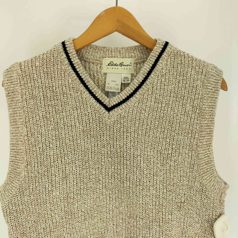 エディーバウアー Eddie Bauer 90-00S 白タグ ネック ライン vネック コットン ローゲージ ニット ベスト メンズ import:XS