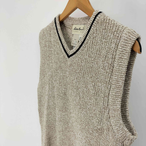 エディーバウアー Eddie Bauer 90-00S 白タグ ネック ライン vネック コットン ローゲージ ニット ベスト メンズ import:XS