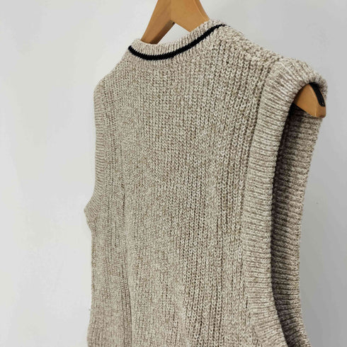 エディーバウアー Eddie Bauer 90-00S 白タグ ネック ライン vネック コットン ローゲージ ニット ベスト メンズ import:XS