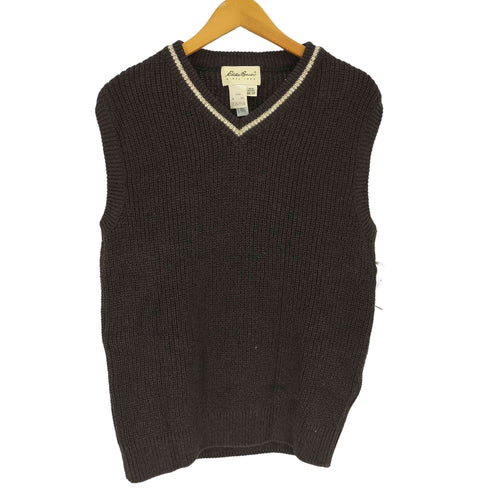 エディーバウアー Eddie Bauer 90-00S 白タグ ネック ライン Vネック コットン ローゲージ ニット ベスト メンズ import:XS
