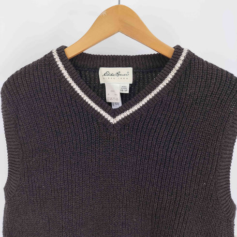 エディーバウアー Eddie Bauer 90-00S 白タグ ネック ライン Vネック コットン ローゲージ ニット ベスト メンズ import:XS