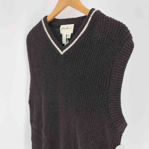 エディーバウアー Eddie Bauer 90-00S 白タグ ネック ライン Vネック コットン ローゲージ ニット ベスト メンズ import:XS