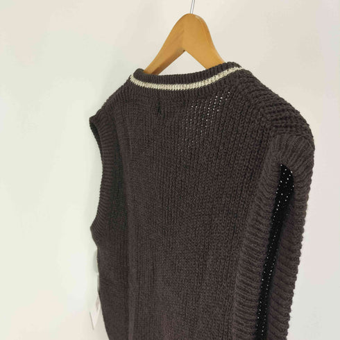 エディーバウアー Eddie Bauer 90-00S 白タグ ネック ライン Vネック コットン ローゲージ ニット ベスト メンズ import:XS