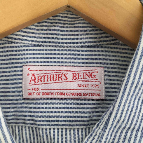 ARTHUR'S BEING フラップ ポケット コットン ストライプ ワーク シャツ メンズ import:L