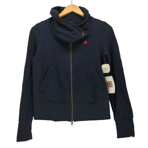 ヴィヴィアンウエストウッドレッドレーベル Vivienne Westwood RED LABEL デカ襟 オーブ刺繍 刻印ボタン ダブルジップアップ ジャケット レディース 1