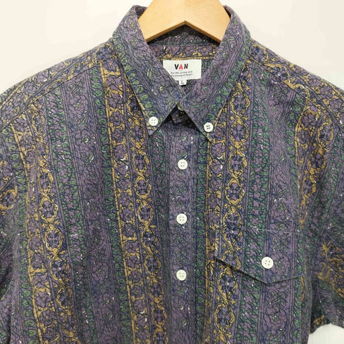 ヴァン VAN 90-00S 総柄 S/S プルオーバー ボタンダウンシャツ メンズ import:L
