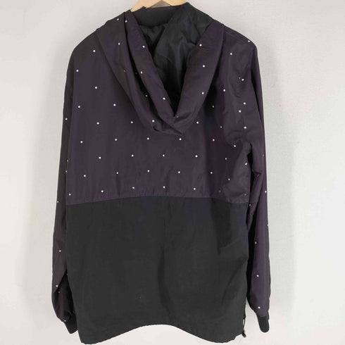 ステューシー Stussy 90-00s ロゴ刺繍 素材切替 ドット柄 マウンテンパーカー 裾ドローコード メンズ M