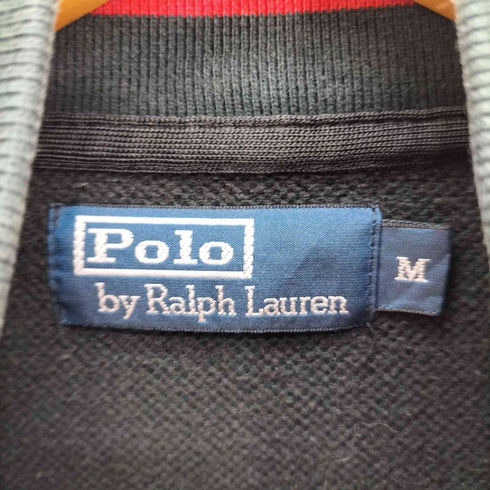 ポロバイラルフローレン Polo by RALPH LAUREN ビッグ ポニー 刺繍 レザー エルボーパッチ 鹿の子 ジップアップ トラックジャケット ブルゾン メンズ import:M