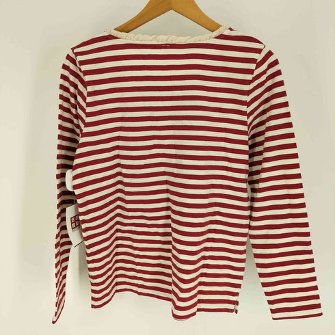 スナオクワハラ sunaokuwahara フリルネック ボーダー クルーネック L/S Tシャツ レディース JPN:M