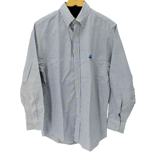 ブルックスブラザーズ 346 BROOKS BROTHERS ワンポイント刺繍ストライプボタンダウンシャツ メンズ import:M