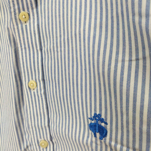 ブルックスブラザーズ 346 BROOKS BROTHERS ワンポイント刺繍ストライプボタンダウンシャツ メンズ import:M