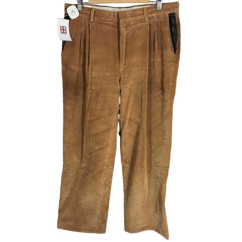 オービス ORVIS 90-00s USA製 レザー切替 2タック コーデュロイチノパンツ メンズ 36