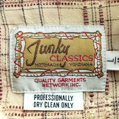 JUNKY CLASSICS チェック刺繍 レーヨン ウエスタンシャツ メンズ JPN:L