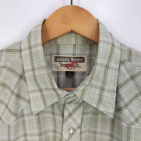 authentic western youngbloods 70-80s 襟芯 ポリコットン チェック ウエスタンシャツ メンズ import:L