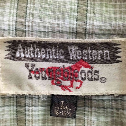 authentic western youngbloods 70-80s 襟芯 ポリコットン チェック ウエスタンシャツ メンズ import:L