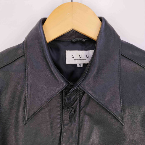 GGG POUR HOMME ジップアップ シェイプ 比翼 カウレザーシャツ メンズ JPN:M