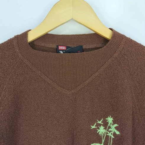 ディーゼル DIESEL イタリア製 フロント刺繍 アクリルブレンド コットンナイロン パイル地 ニット メンズ import:L