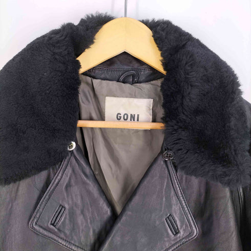 GONI 襟ボア ダブルボタン シープレザージャケット メンズ