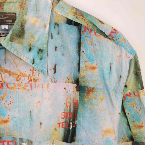 ポールスミス Paul Smith SUPER CHINO 総柄 比翼 パッチワークプリント シャツ メンズ import:L