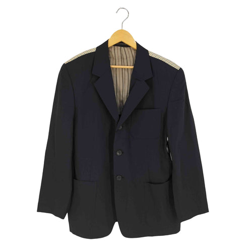 ヨウジヤマモトプールオム Yohji Yamamoto POUR HOMME 93SS ストライプ切替 ウールナイロン 3B テーラードジャケット メンズ JPN:S