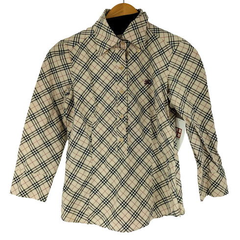 バーバリーブルーレーベル BURBERRY BLUE LABEL ロゴ刺繍 ノバチェック L/S ヘンリーネックシャツ レディース 36
