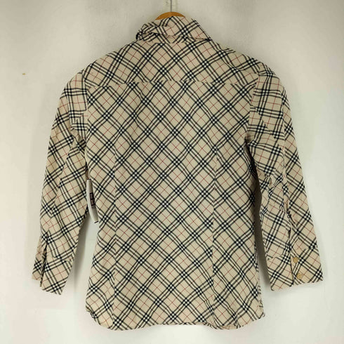 バーバリーブルーレーベル BURBERRY BLUE LABEL ロゴ刺繍 ノバチェック L/S ヘンリーネックシャツ レディース 36