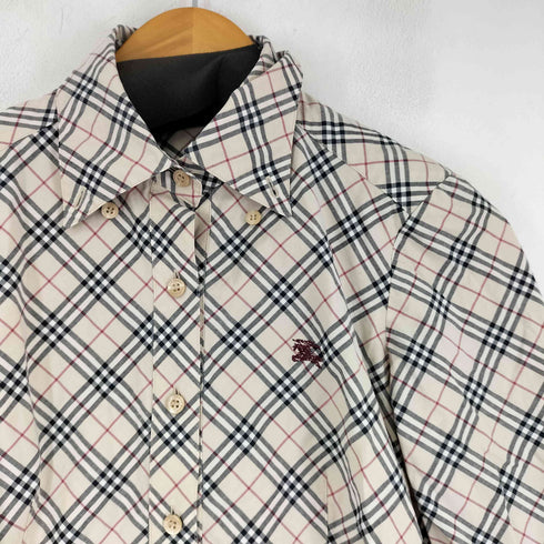 バーバリーブルーレーベル BURBERRY BLUE LABEL ロゴ刺繍 ノバチェック L/S ヘンリーネックシャツ レディース 36