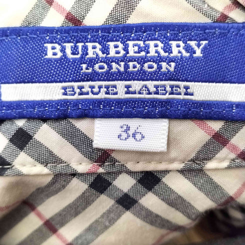 バーバリーブルーレーベル BURBERRY BLUE LABEL ロゴ刺繍 ノバチェック L/S ヘンリーネックシャツ レディース 36