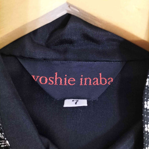 ヨシエイナバ YOSHIE INABA レーヨン アセテート ドット柄 スナップボタン スタンドカラー ワンピース レディース 7