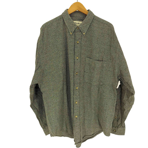 エディーバウアー Eddie Bauer 90-00S 白タグ 織り B.D L/S コットン シャツ メンズ import:L