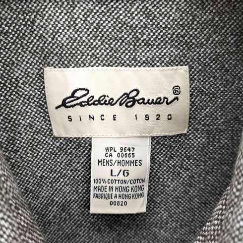 エディーバウアー Eddie Bauer 90-00S 白タグ 織り B.D L/S コットン シャツ メンズ import:L